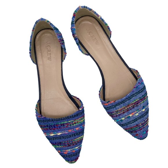 J Crew D’Orsay Flats Blue Textured Fabric 9 Bohemian South American Inspired